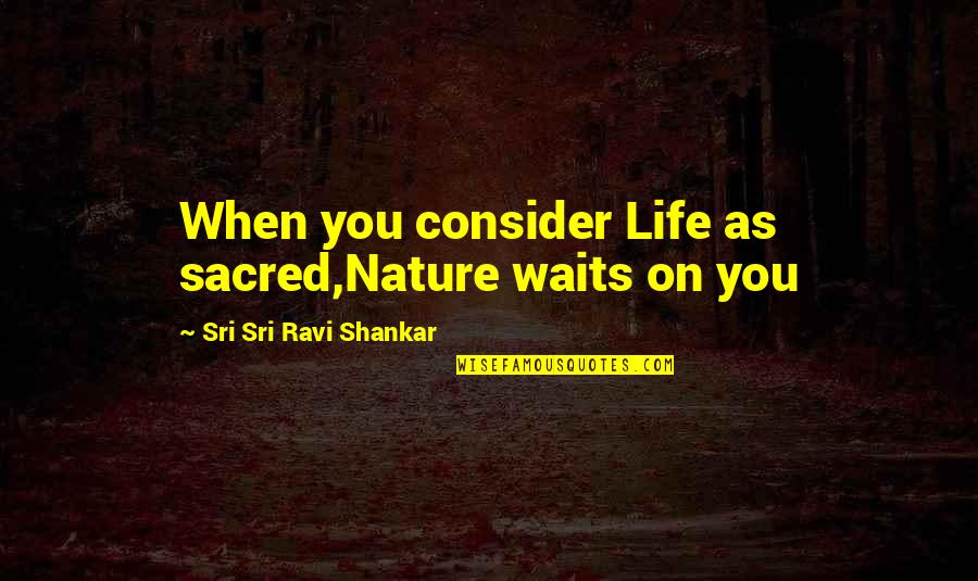 Sri Sri Ravi Shankar Quotes By Sri Sri Ravi Shankar: When you consider Life as sacred,Nature waits on