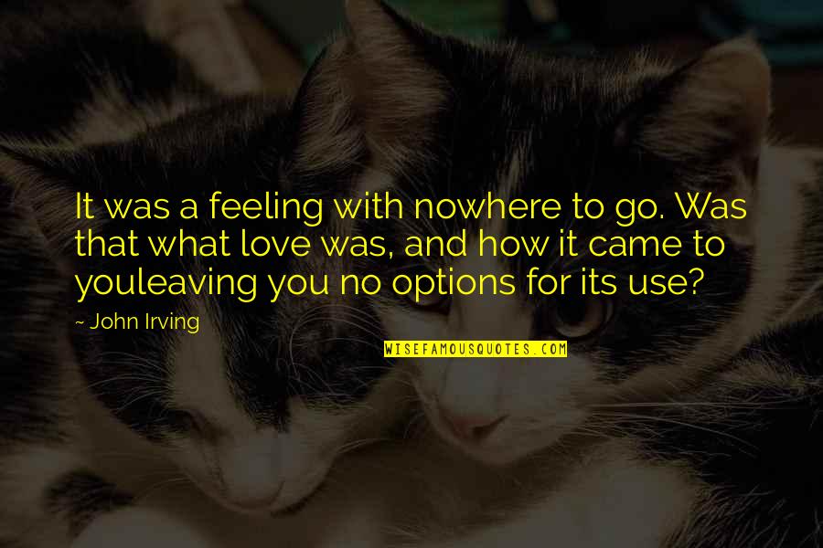 Sri Sultan Hamengkubuwono Ix Quotes By John Irving: It was a feeling with nowhere to go. Sri Sultan Hamengkubuwono Ix Quotes By John Irving: It was a feeling with nowhere to go.