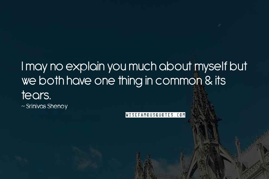 Srinivas Shenoy quotes: I may no explain you much about myself but we both have one thing in common & its tears.