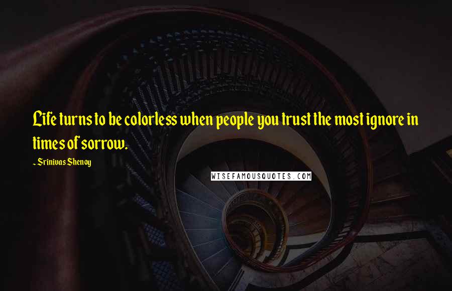 Srinivas Shenoy quotes: Life turns to be colorless when people you trust the most ignore in times of sorrow.