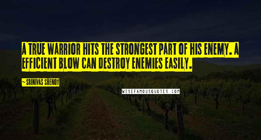 Srinivas Shenoy quotes: A true warrior hits the strongest part of his enemy. A efficient blow can destroy enemies easily.