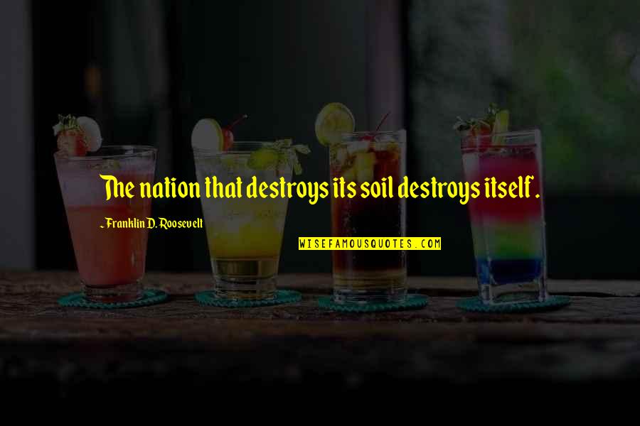 St. Bernadette Quotes By Franklin D. Roosevelt: The nation that destroys its soil destroys itself. St. Bernadette Quotes By Franklin D. Roosevelt: The nation that destroys its soil destroys itself.