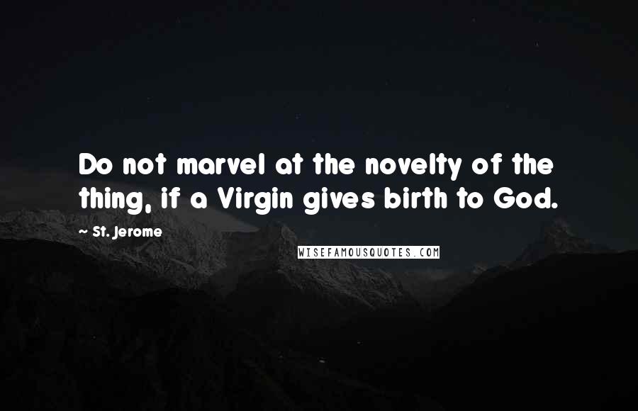 St. Jerome quotes: Do not marvel at the novelty of the thing, if a Virgin gives birth to God.