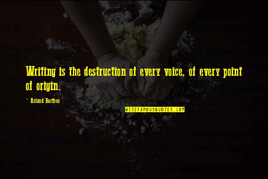 St Jov Dla Ba Quotes By Roland Barthes: Writing is the destruction of every voice, of St Jov Dla Ba Quotes By Roland Barthes: Writing is the destruction of every voice, of