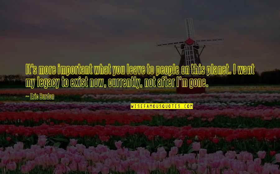 St Patricks Day Instagram Quotes By Eric Burdon: It's more important what you leave to people