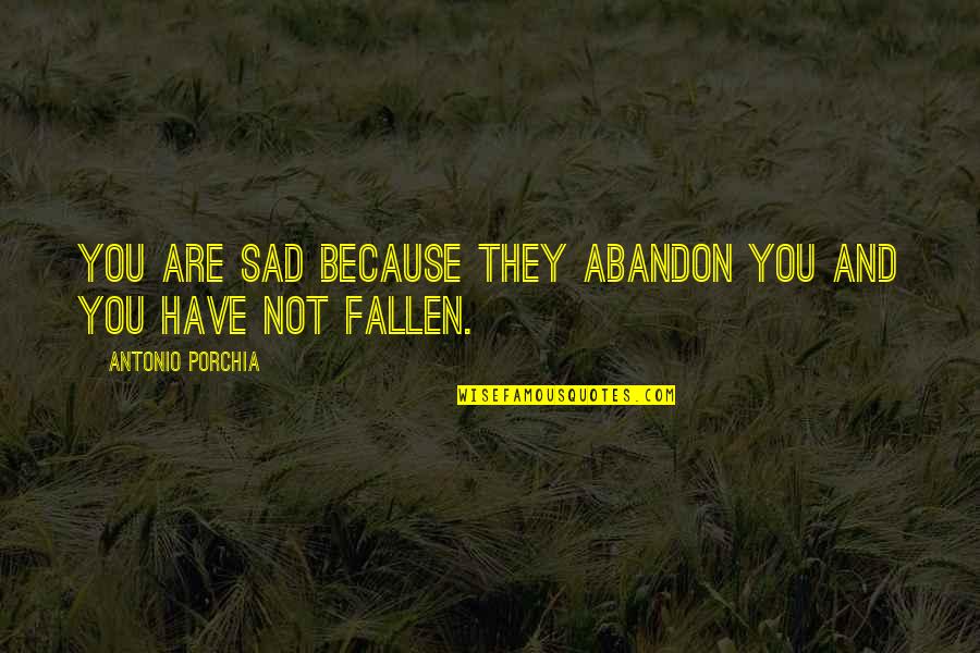 St Peregrine Laziosi Quotes By Antonio Porchia: You are sad because they abandon you and