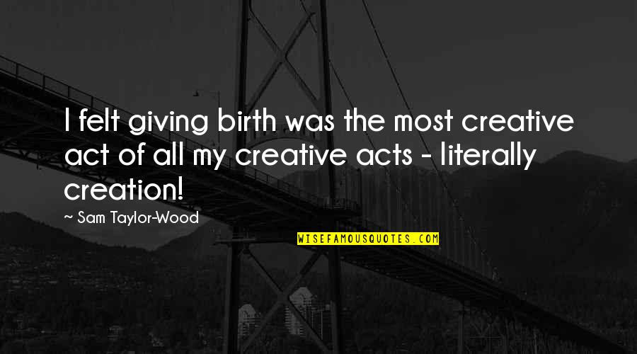 Staatstheater N Rnberg Quotes By Sam Taylor-Wood: I felt giving birth was the most creative Staatstheater N Rnberg Quotes By Sam Taylor-Wood: I felt giving birth was the most creative