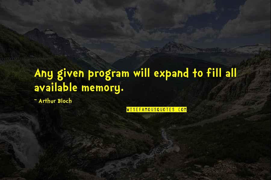 Stabellos Quotes By Arthur Bloch: Any given program will expand to fill all Stabellos Quotes By Arthur Bloch: Any given program will expand to fill all