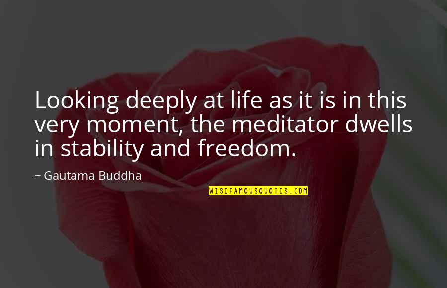 Stability In Life Quotes By Gautama Buddha: Looking deeply at life as it is in