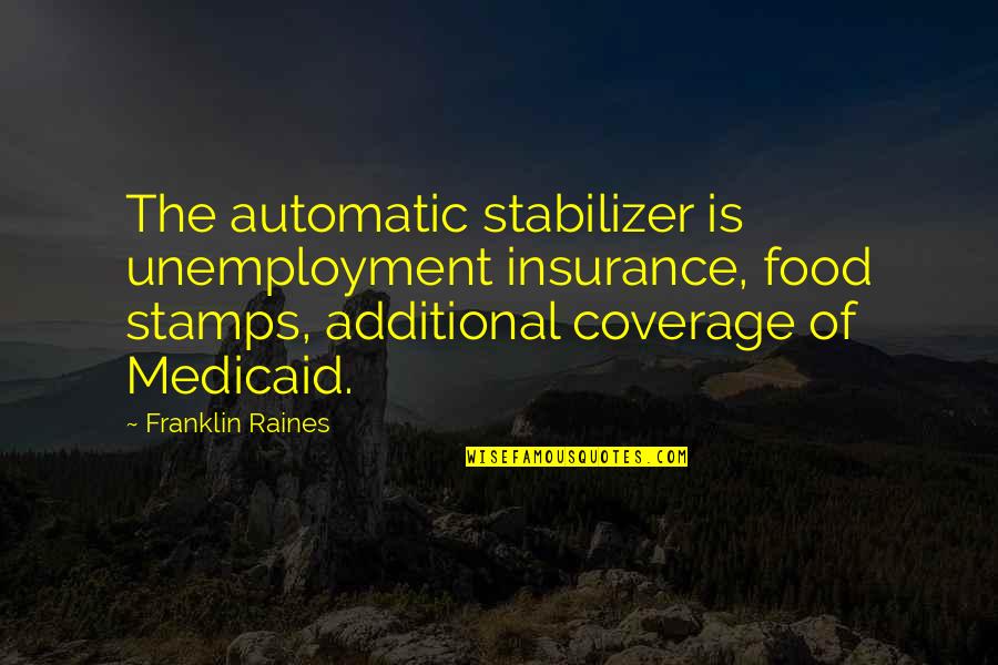 Stabilizer Quotes By Franklin Raines: The automatic stabilizer is unemployment insurance, food stamps,