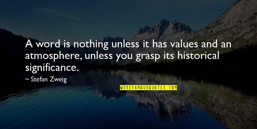 Stables At Christmas Quotes By Stefan Zweig: A word is nothing unless it has values