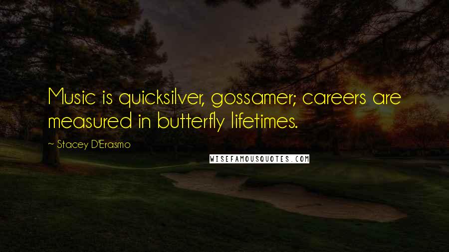 Stacey D'Erasmo quotes: Music is quicksilver, gossamer; careers are measured in butterfly lifetimes.