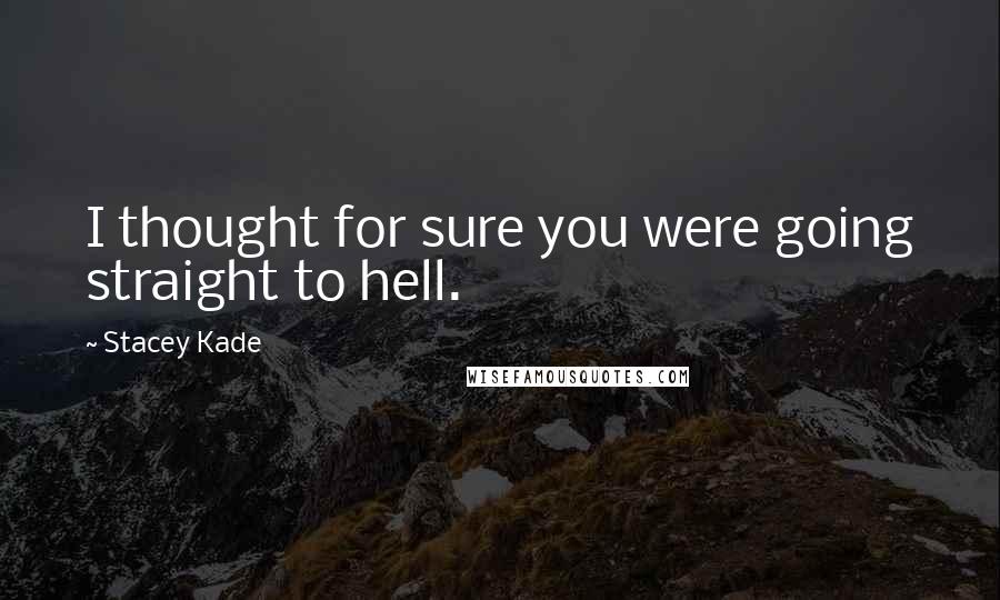 Stacey Kade quotes: I thought for sure you were going straight to hell.