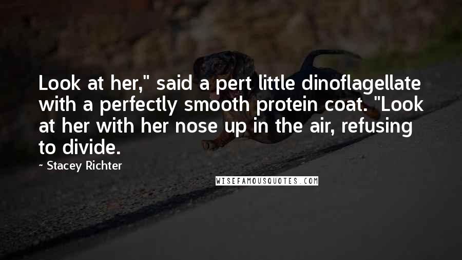 Stacey Richter quotes: Look at her," said a pert little dinoflagellate with a perfectly smooth protein coat. "Look at her with her nose up in the air, refusing to divide. Stacey Richter quotes: Look at her," said a pert little dinoflagellate with a perfectly smooth protein coat. "Look at her with her nose up in the air, refusing to divide.