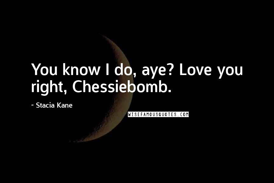 Stacia Kane quotes: You know I do, aye? Love you right, Chessiebomb.
