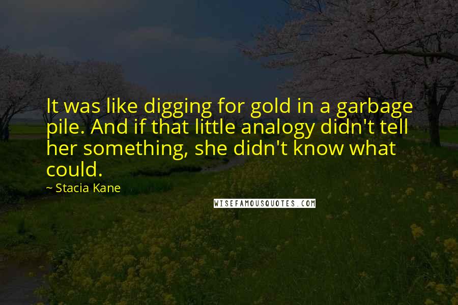 Stacia Kane quotes: It was like digging for gold in a garbage pile. And if that little analogy didn't tell her something, she didn't know what could.