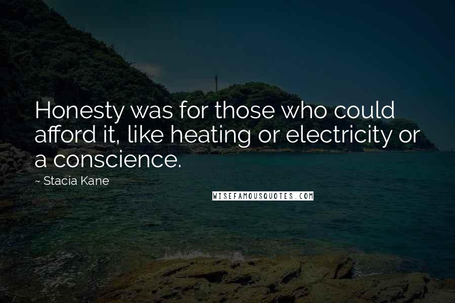 Stacia Kane quotes: Honesty was for those who could afford it, like heating or electricity or a conscience.