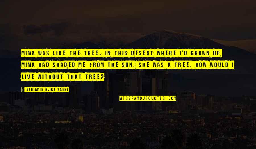 Stadius Crater Quotes By Benjamin Alire Saenz: Mima was like the tree. In this desert Stadius Crater Quotes By Benjamin Alire Saenz: Mima was like the tree. In this desert