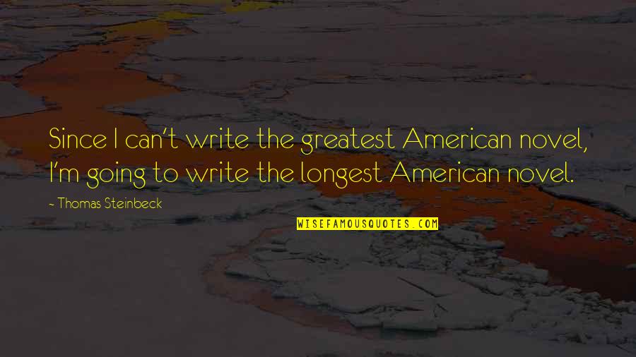 Staedtler Markers Quotes By Thomas Steinbeck: Since I can't write the greatest American novel,