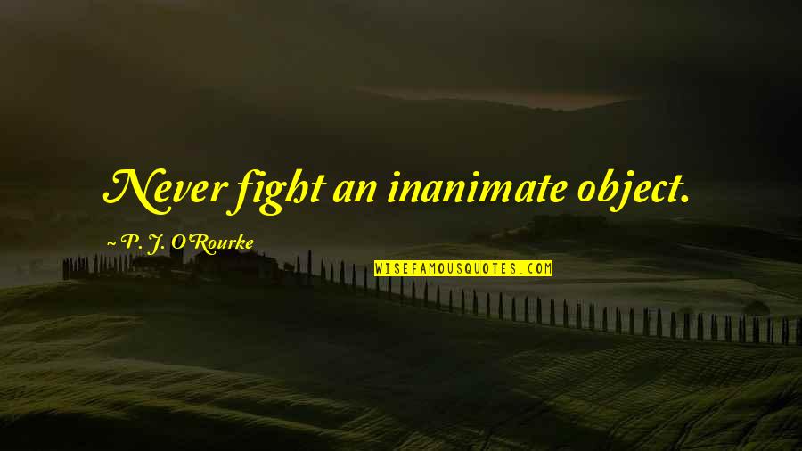 Staella Quotes By P. J. O'Rourke: Never fight an inanimate object. Staella Quotes By P. J. O'Rourke: Never fight an inanimate object.
