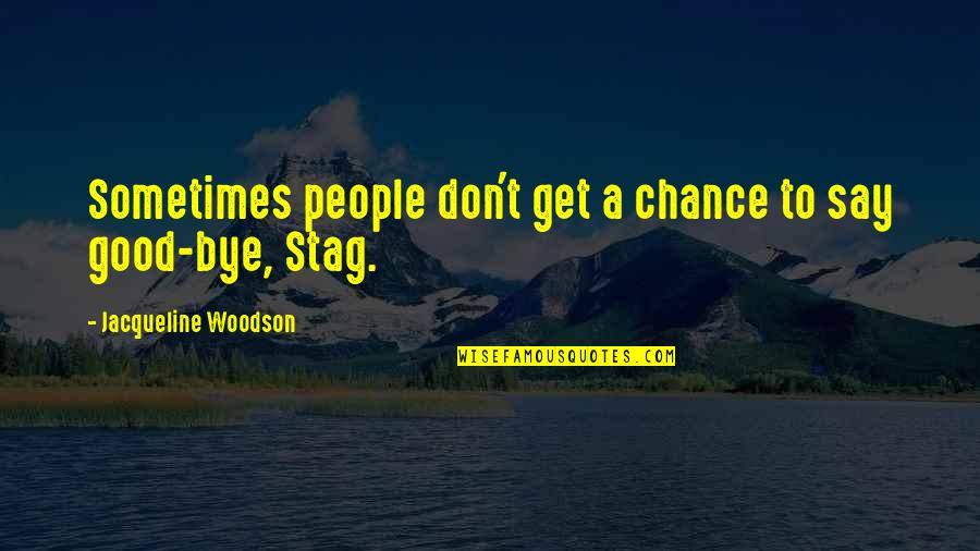 Stag Quotes By Jacqueline Woodson: Sometimes people don't get a chance to say Stag Quotes By Jacqueline Woodson: Sometimes people don't get a chance to say