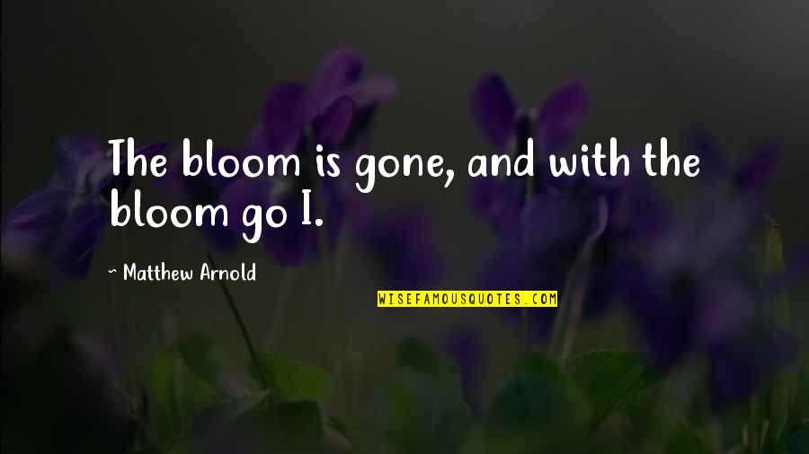 Stage 5 Clinger Quotes By Matthew Arnold: The bloom is gone, and with the bloom