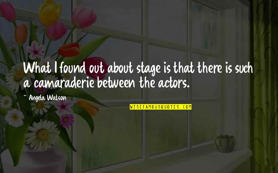Stage Actors Quotes By Angela Watson: What I found out about stage is that
