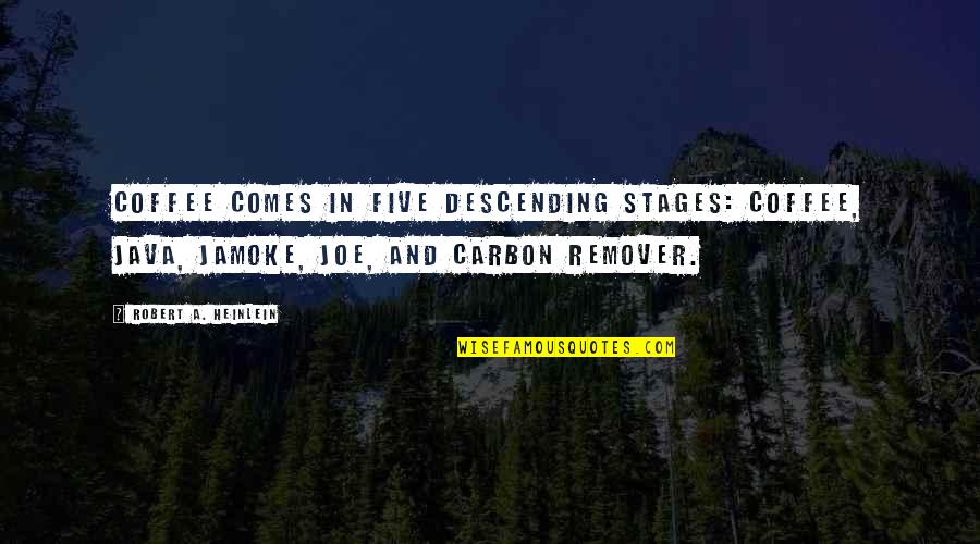 Stage In Quotes By Robert A. Heinlein: Coffee comes in five descending stages: Coffee, Java, Stage In Quotes By Robert A. Heinlein: Coffee comes in five descending stages: Coffee, Java,