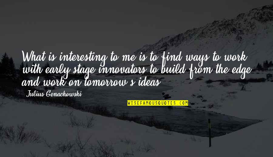 Stage Quotes By Julius Genachowski: What is interesting to me is to find Stage Quotes By Julius Genachowski: What is interesting to me is to find
