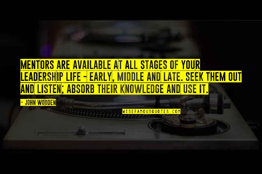 Stages In Life Quotes By John Wooden: Mentors are available at all stages of your Stages In Life Quotes By John Wooden: Mentors are available at all stages of your