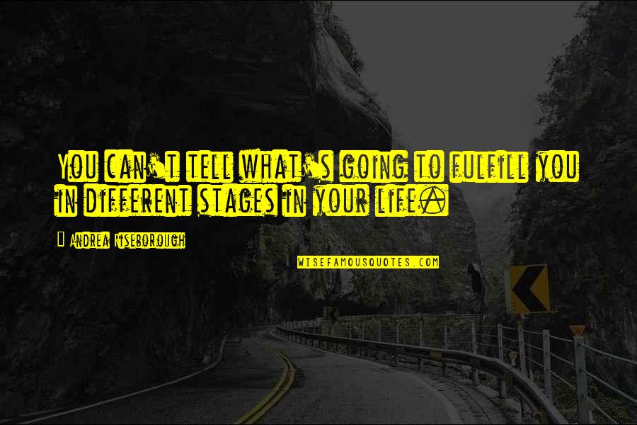 Stages Of Life Quotes By Andrea Riseborough: You can't tell what's going to fulfill you