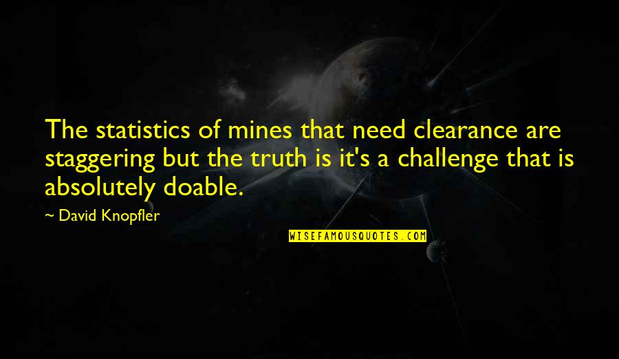 Staggering Quotes By David Knopfler: The statistics of mines that need clearance are