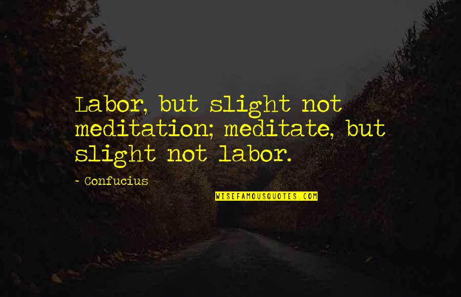 Staghorn Beetle Quotes By Confucius: Labor, but slight not meditation; meditate, but slight