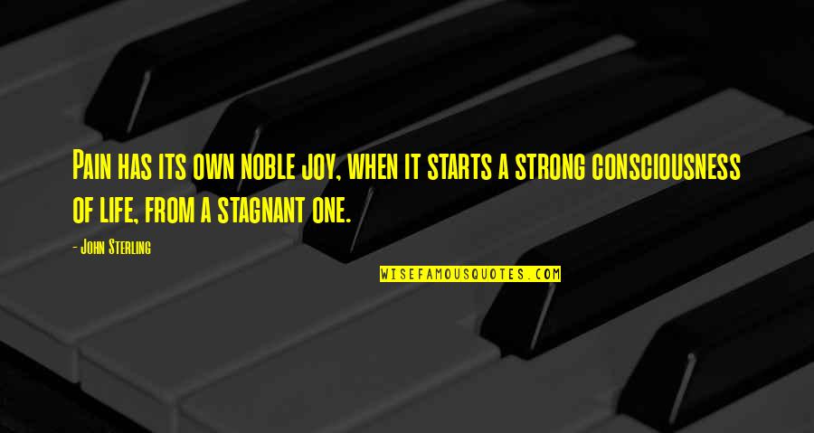 Stagnant Quotes By John Sterling: Pain has its own noble joy, when it Stagnant Quotes By John Sterling: Pain has its own noble joy, when it