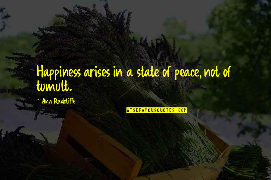 Stairlift Quotes By Ann Radcliffe: Happiness arises in a state of peace, not Stairlift Quotes By Ann Radcliffe: Happiness arises in a state of peace, not