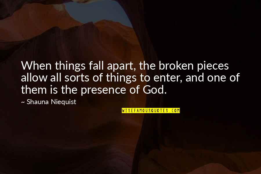 Stairway For Loved Quotes By Shauna Niequist: When things fall apart, the broken pieces allow