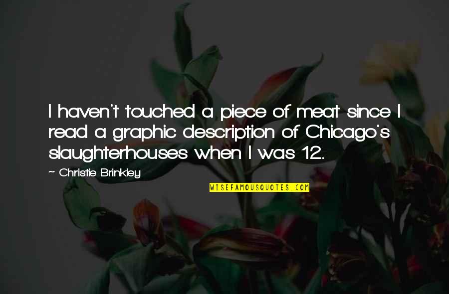 Stakis Hotels Quotes By Christie Brinkley: I haven't touched a piece of meat since Stakis Hotels Quotes By Christie Brinkley: I haven't touched a piece of meat since
