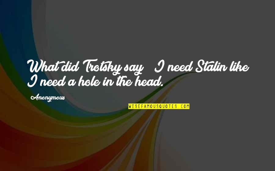 Stalin Trotsky Quotes By Anonymous: What did Trotsky say? "I need Stalin like