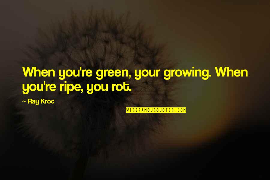 Stalky Grass Quotes By Ray Kroc: When you're green, your growing. When you're ripe,