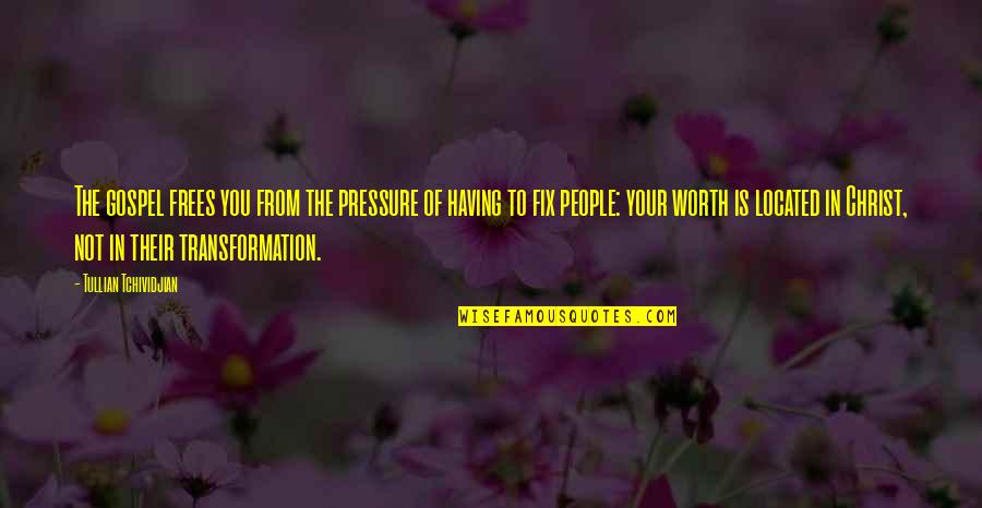 Stamanex Quotes By Tullian Tchividjian: The gospel frees you from the pressure of Stamanex Quotes By Tullian Tchividjian: The gospel frees you from the pressure of