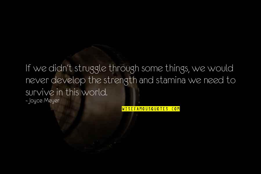 Stamina's Quotes By Joyce Meyer: If we didn't struggle through some things, we