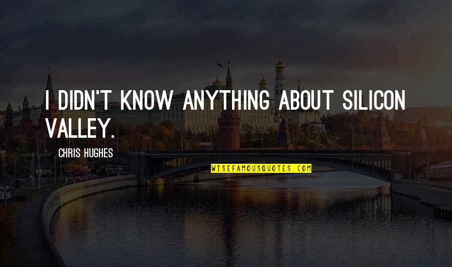 Stampfer Hmec Quotes By Chris Hughes: I didn't know anything about Silicon Valley. Stampfer Hmec Quotes By Chris Hughes: I didn't know anything about Silicon Valley.