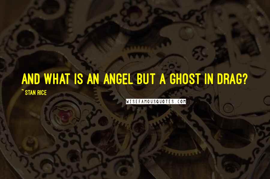 Stan Rice quotes: And what is an angel but a ghost in drag?