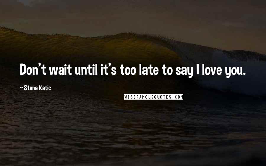 Stana Katic quotes: Don't wait until it's too late to say I love you.