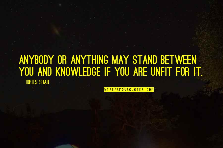 Stand Anything Quotes By Idries Shah: Anybody or anything may stand between you and