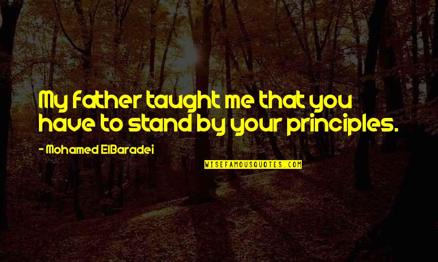 Stand By You Quotes By Mohamed ElBaradei: My father taught me that you have to Stand By You Quotes By Mohamed ElBaradei: My father taught me that you have to