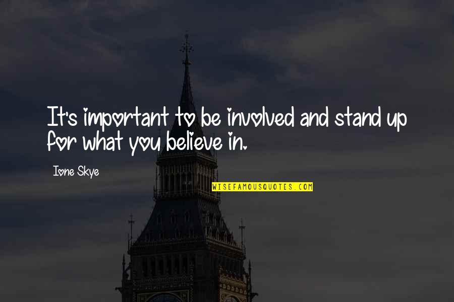 Stand For What You Believe Quotes By Ione Skye: It's important to be involved and stand up