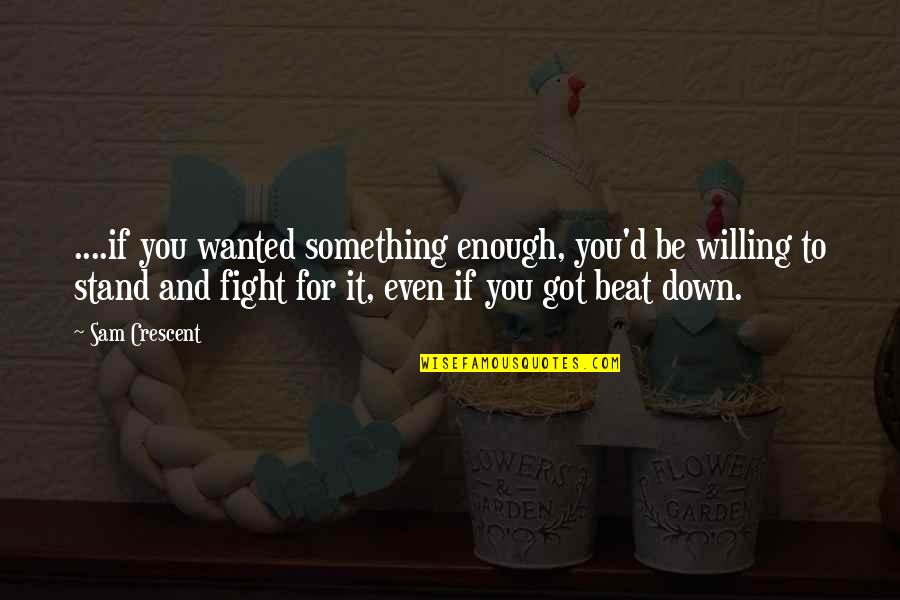Stand For You Quotes By Sam Crescent: ....if you wanted something enough, you'd be willing Stand For You Quotes By Sam Crescent: ....if you wanted something enough, you'd be willing