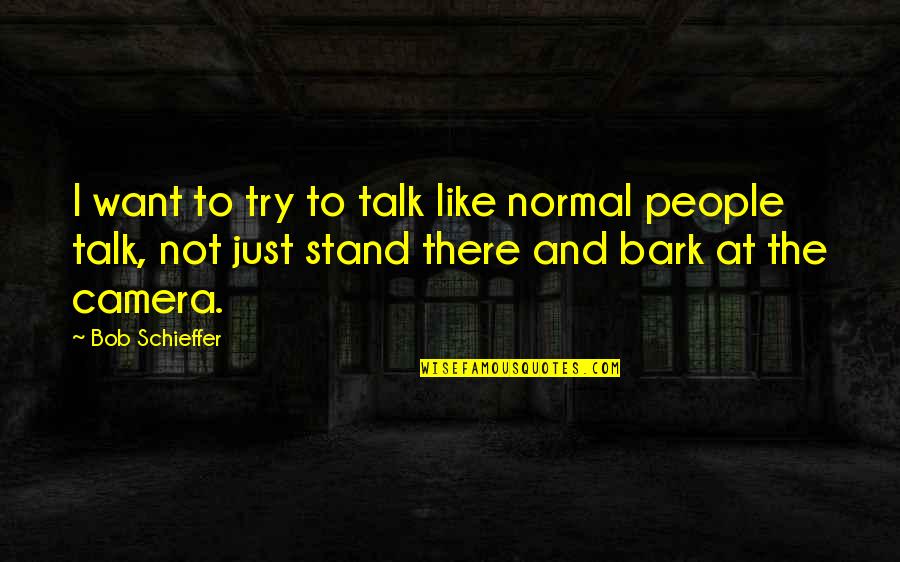 Stand Out Like A Quotes By Bob Schieffer: I want to try to talk like normal