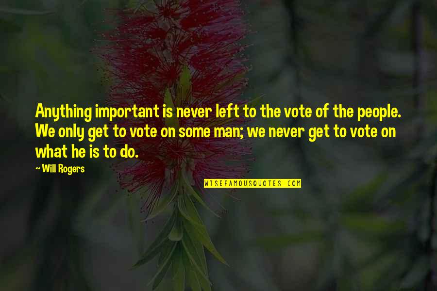 Stand Up Bible Quotes By Will Rogers: Anything important is never left to the vote